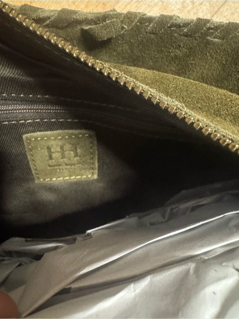 Haute Hippie Olive Green Braided Suede Shoulder Bag - Picture 16 of 16